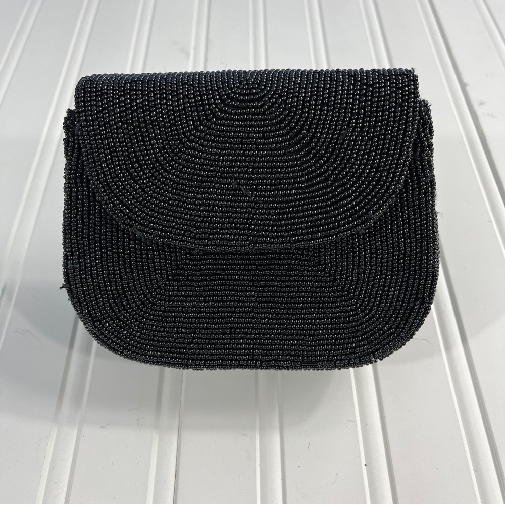 La Regale LTD black beaded purse with shoulder strap